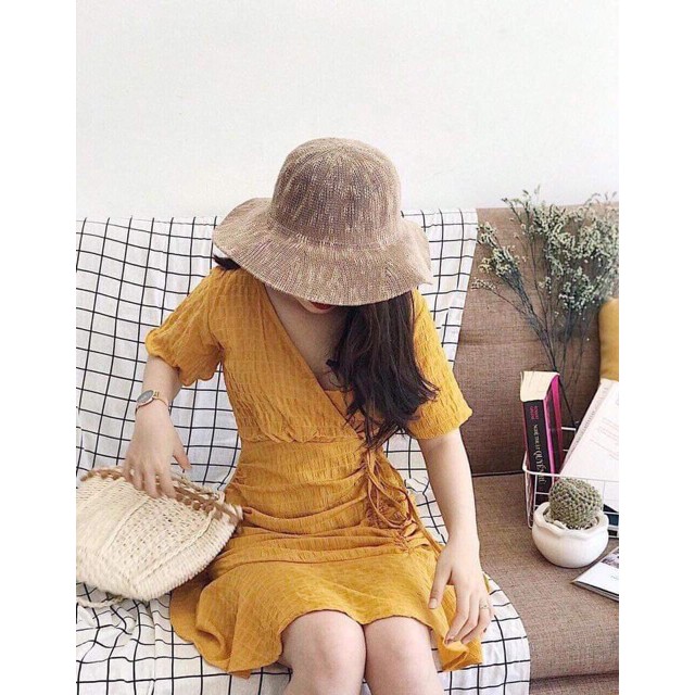 [Mã SR14MAY5 giảm 20K đơn 50K] Đầm nữ / Váy đuôi cá màu vàng rút dây hông đi biển, đi chơi siêu xinh cho chị em | BigBuy360 - bigbuy360.vn