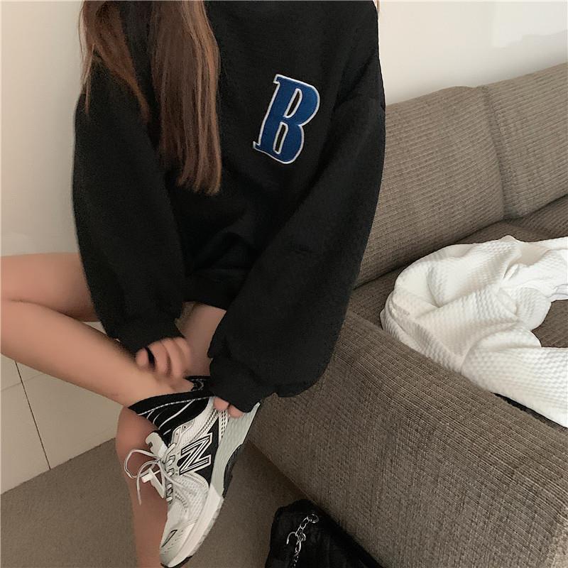 COZOK Áo sweater Tay Dài Dáng Rộng Phong Cách Thời Trang Hàn Quốc