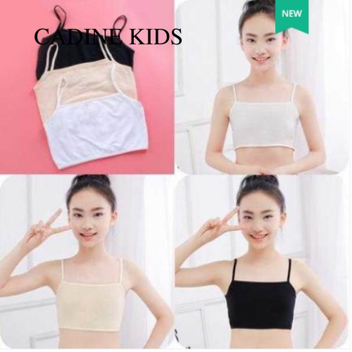 Áo lá học sinh - Áo lót bé gái mới lớn cotton kiểu dáng chui đầu không đệm CADINE KIDS