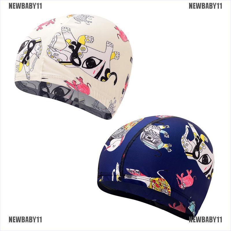 Mũ Bơi Co Giãn Chống Thấm Nước In Họa Tiết Hoạt Hình Dễ Thương Cho Bé NEWBABY11