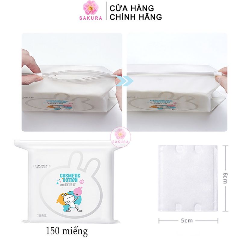 Bông Tẩy Trang 3 Lớp Cotton Pads Maycreate Mềm Mịn 150 Miếng