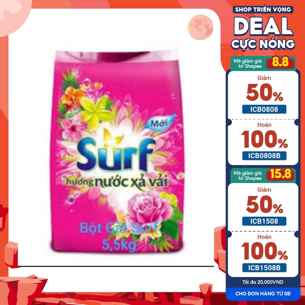Bột giặt Surf Ngát Hương Xuân 5,8kg, Tặng Nước Xả Vải Surf 750ml