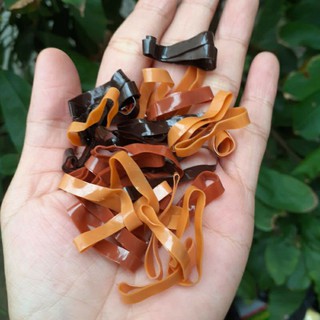 Sỉ 1kg thun cột tóc màu nâu,cafe (bản to 0.4×3cm)
