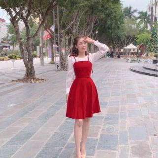 Váy nhung phối tay von
Váy liền nhé chị em