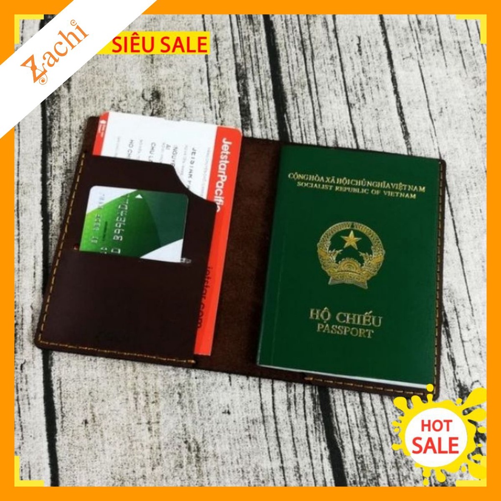 Ví đựng passport da bò, bao đựng hộ chiếu da bò thật 100% handmade Zachi PP526