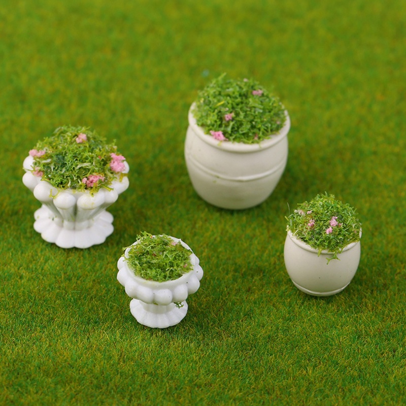 Bộ 4 Mô Hình Chậu Cây Dùng Trang Trí Sân Vườn