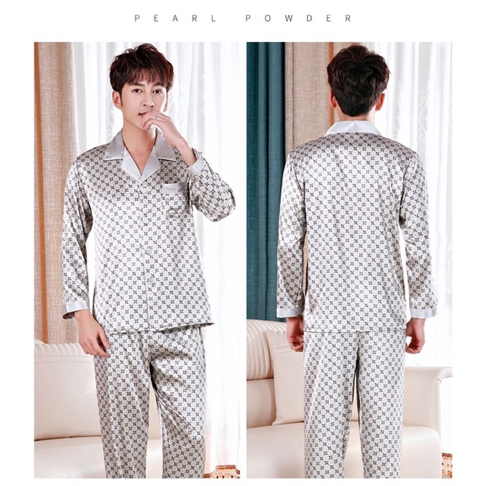 NG1908 Bộ pyjama nam dài tay chất lụa 4 mùa hàng nhập
