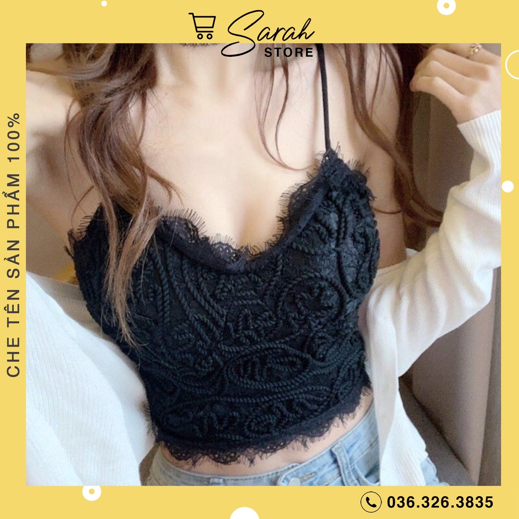 Áo Bra Viền Ren 2 Dây Chun Sau Co Giãn Có Mút Màu Đen Trắng 997