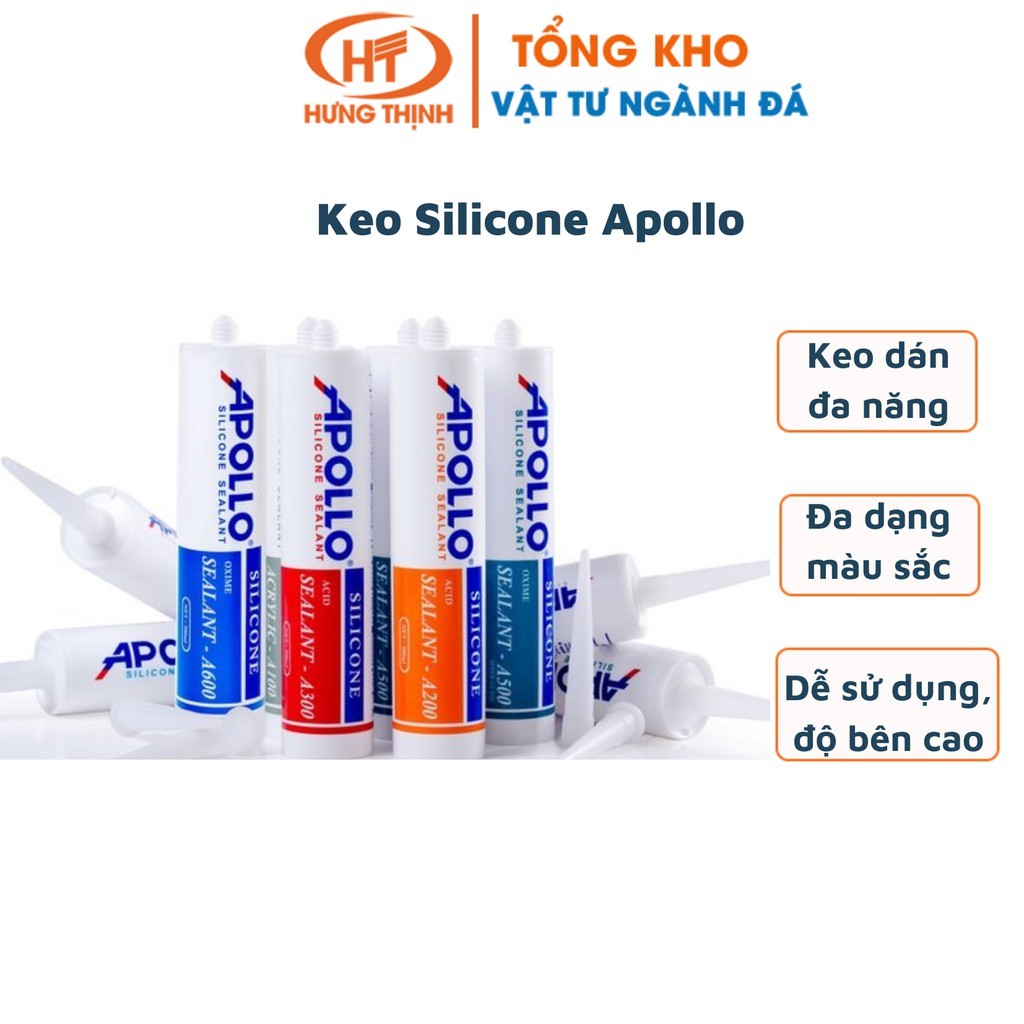 Keo Silicon Apollo A300, A500- Keo Apollo Đen - Trắng - Trong Dán Kính