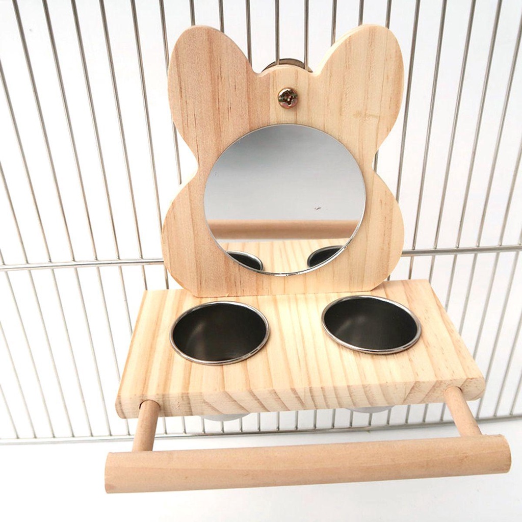 Danilo Bát Đựng Nước Bằng Thép Không Gỉ Gắn Gương Cho Chim Vẹt|Cốc Cho Bé Ăn Uống Tiện Dụng