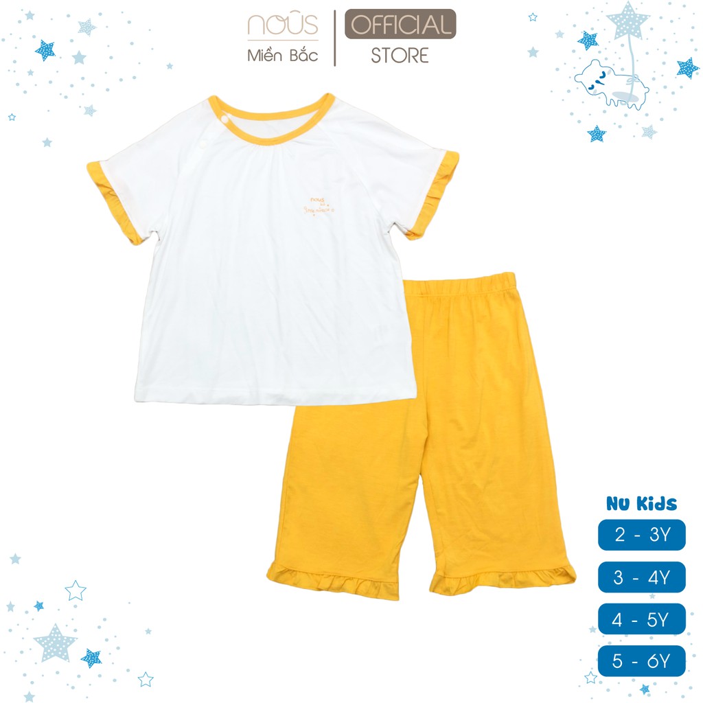 Bộ quần áo cộc bái gái Nous Kids trắng vàng (2 - 6 tuổi)