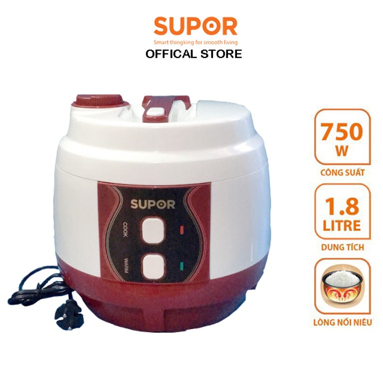 Nồi cơm điện lòng nồi Niêu Supor CFXB50YB13VN đỏ phối trắng hàng chính hãng | BigBuy360 - bigbuy360.vn