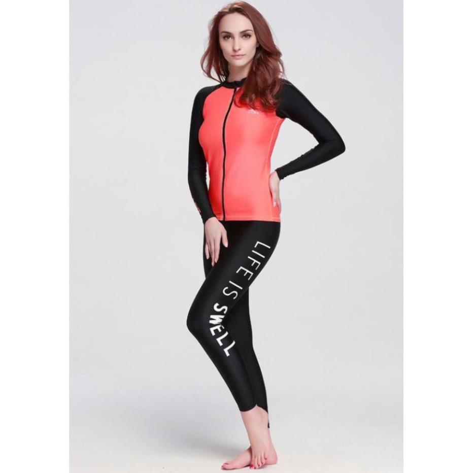 Lẻ áo bơi nữ dài tay kéo khóa có đệm ngực hàng SBART cao cấp  ཾ ་ * | BigBuy360 - bigbuy360.vn