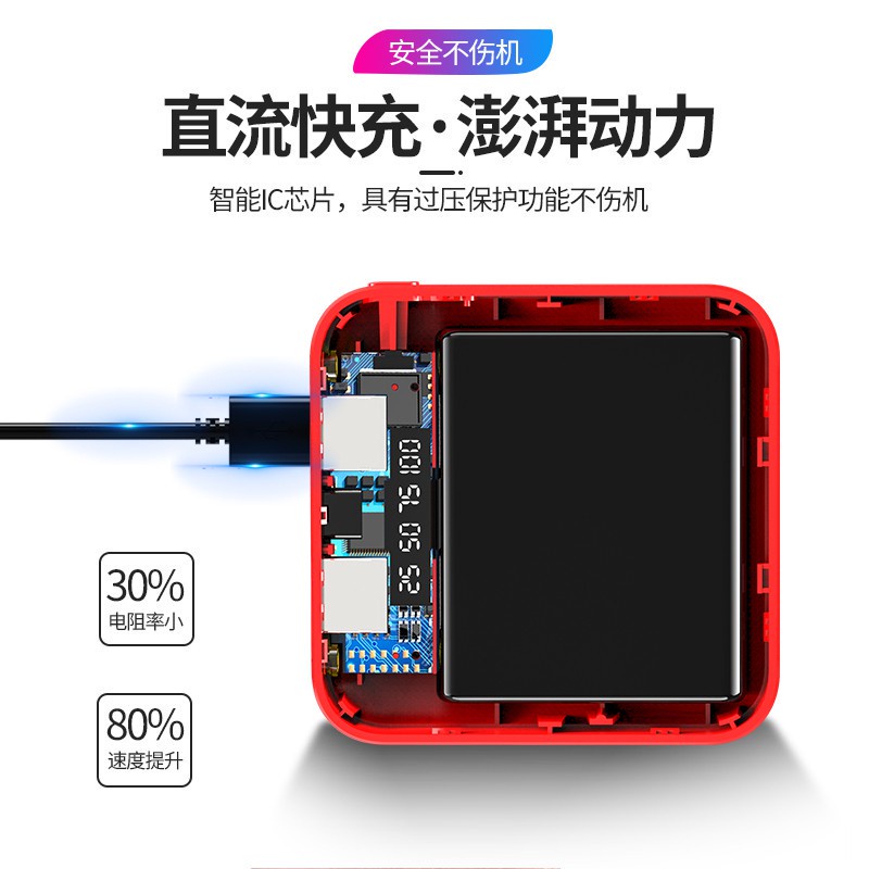 100000Pin Sạc Dự Phòng mini Có Màn Hình Gương Tiện Lợi