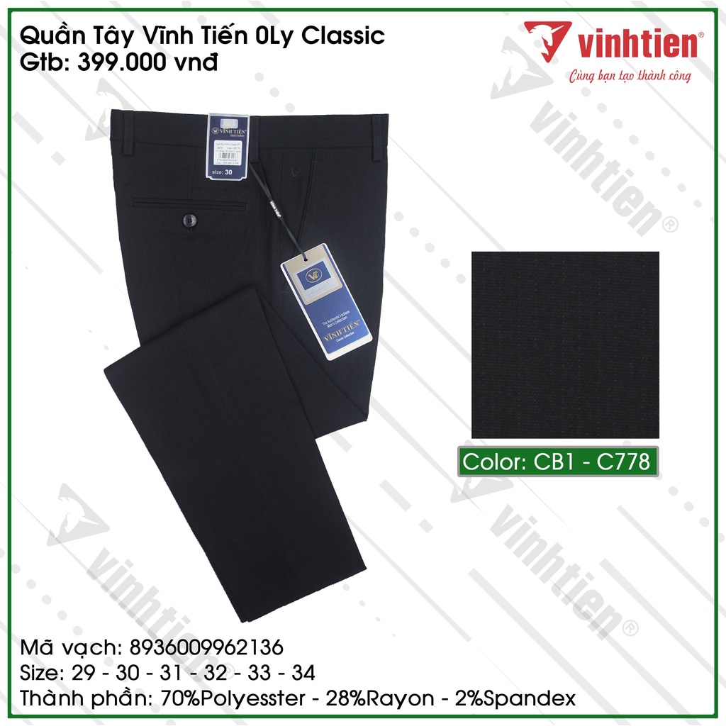 Quần Tây Công Sở Nam 0ly Classic Vĩnh Tiến 399