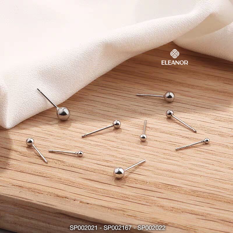 Bông tai nữ nụ chuôi bạc 925 Eleanor Accessories hình tròn basic phụ kiện trang sức 2170