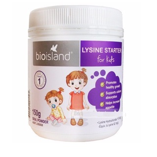 Bio Island Lysine Starter for Kids dạng bột 150g của Úc - Vitamin tăng trưởng chiều cao