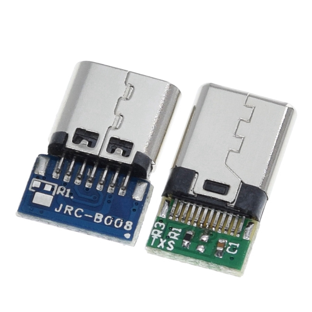 Set 10 đầu nối chuyển đổi bo mạch PCB cắm đầu/cổng vỏ đồng USB 3.1 Type C dây cáp hàn truyền dữ liệu sạc 12/24 chấu