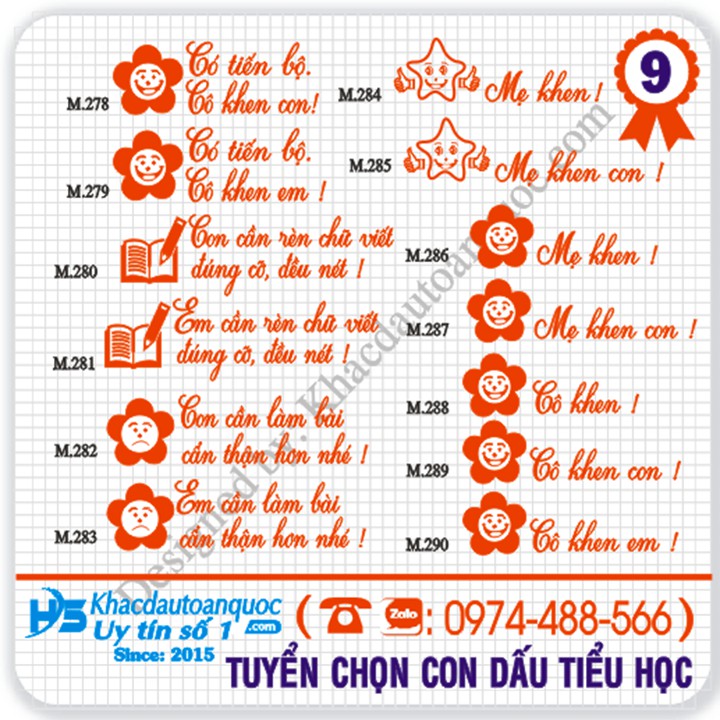 [M9.278-M9.290] Con dấu nhận xét học sinh tiểu học