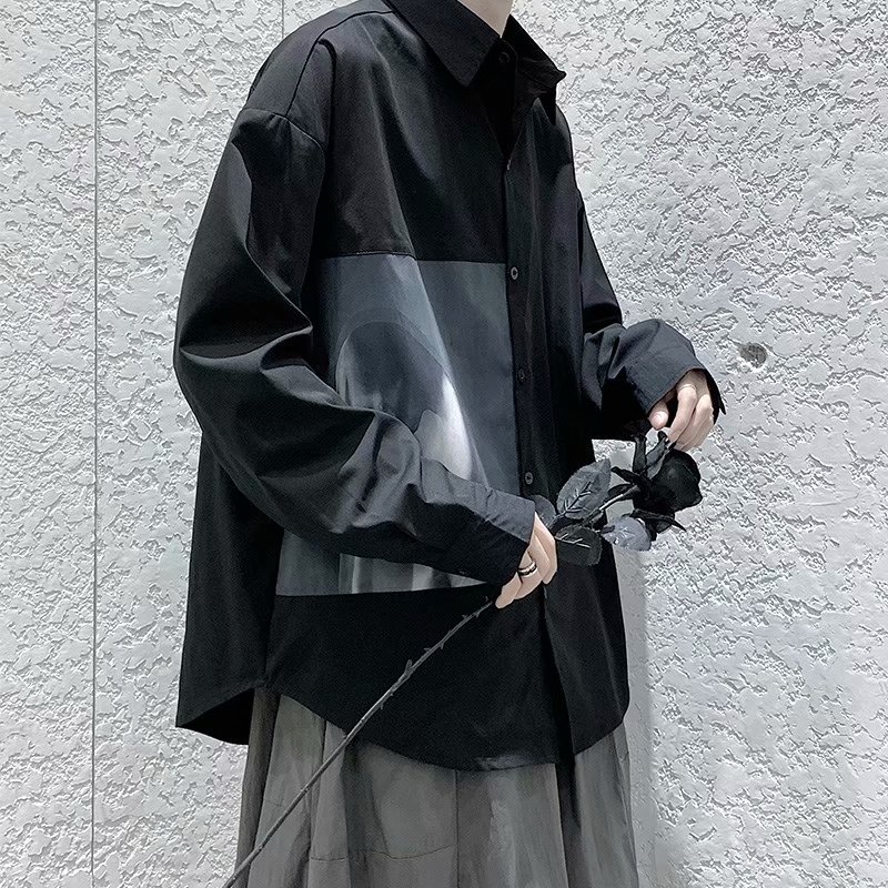 Áo Sơ Mi Nam Dài Tay Màu Đen Họa Tiết In Thời Trang