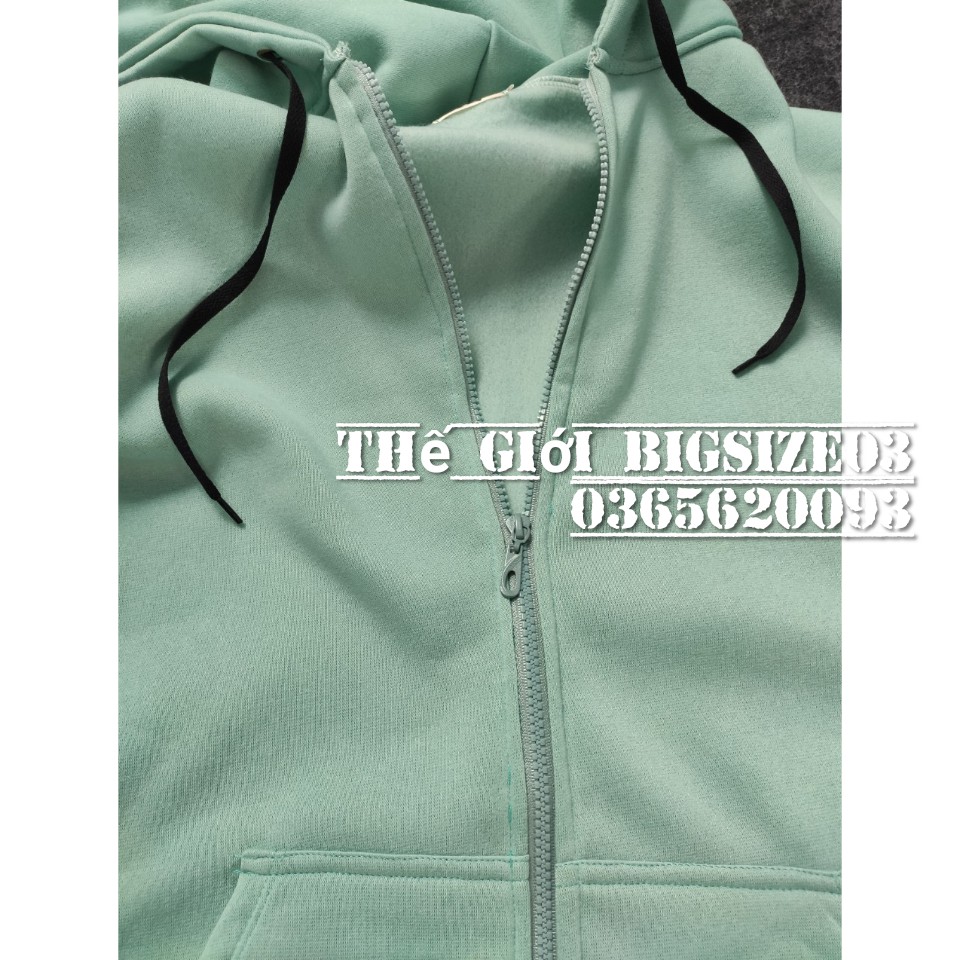 Áo hoodie khóa zip unisex xanh ngọc M L XL 2XL 40kg - 85kg
