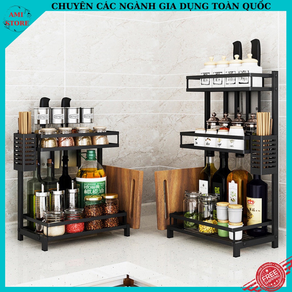 Kệ đựng gia vị nhà bếp đa năng thép không gỉ đồ dùng nhà bếp