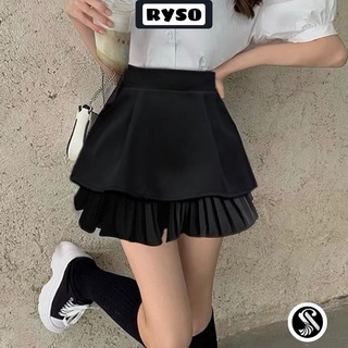 Chân Váy Tầng Xếp Ly Dáng Xòe Xếp Ly Lưng Cạp Cao ( Có Quần Trong )