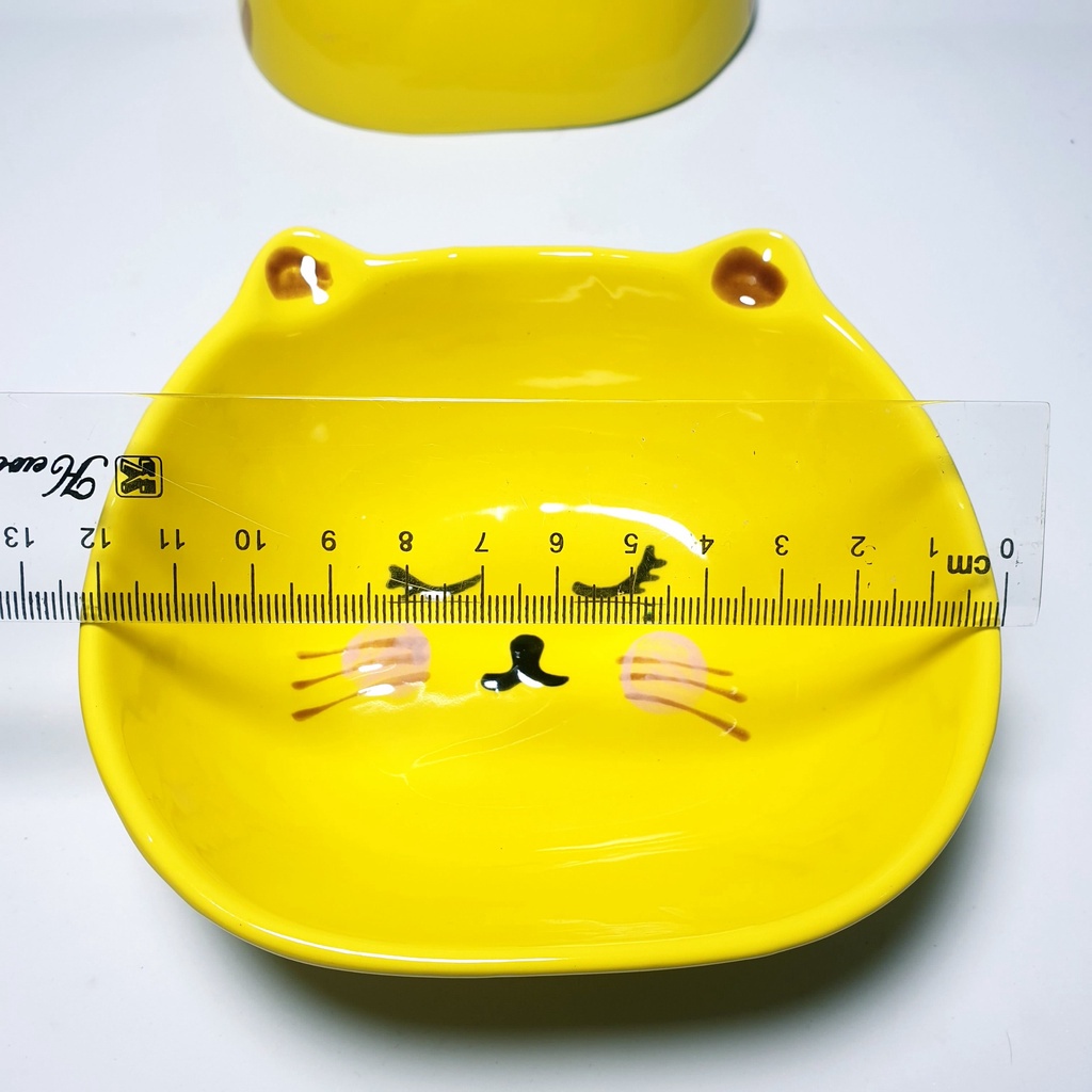 Bát Ăn Dặm Cho Bé Hình Mèo Vàng, Chén Đĩa Gốm Sứ Decor Cao Cấp