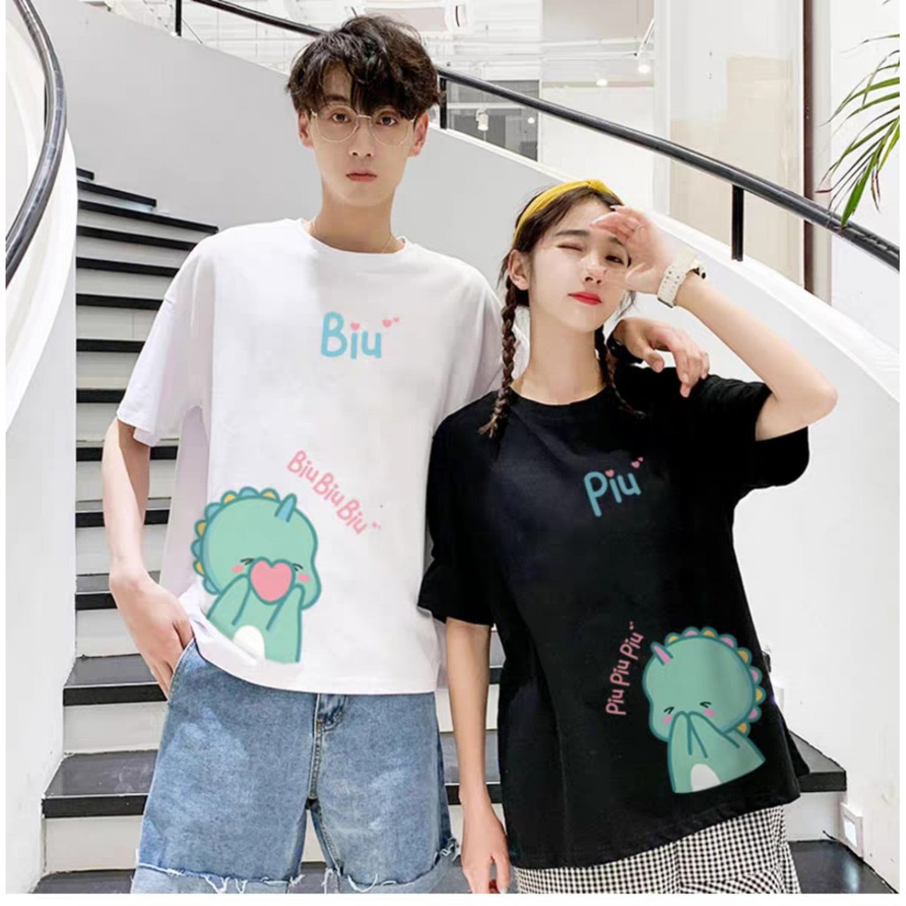 Áo thun đôi khủng long piu piu dễ thương
