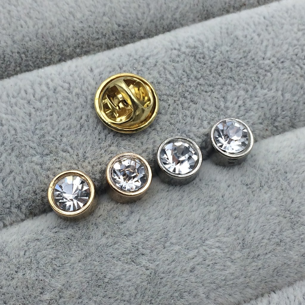 Ghim Cài Cổ áo Sơ mi Nam thời trang hình tròn đính hạt đá GH-183, Lapel Pin cài áo {Phụ Kiện Vest Nam – Adam