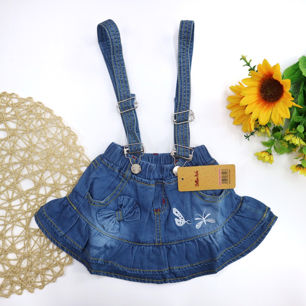 Chân Váy Jeans Bé Gái Thêu Chuồn Chuồn SILBERKIDS