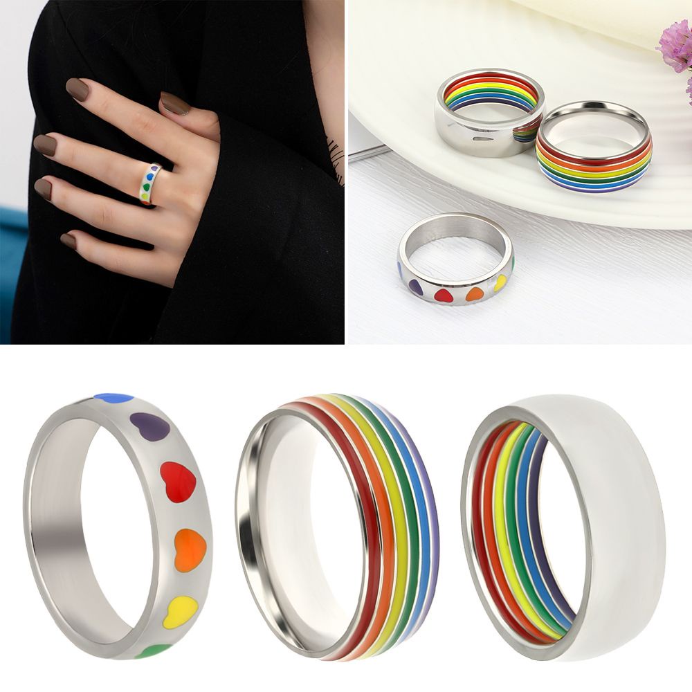 Nhẫn cầu vồng LGBT làm bằng thép không gỉ