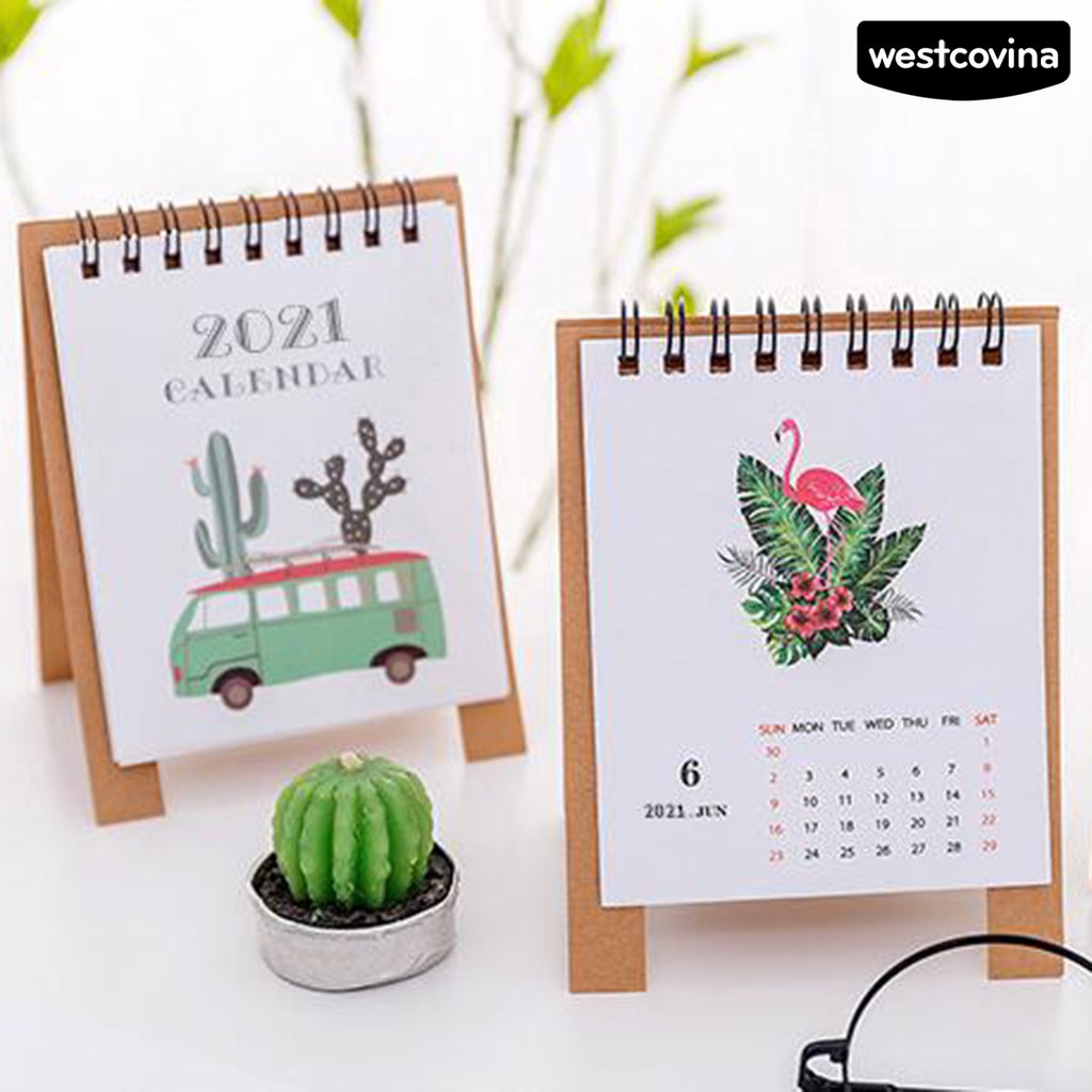 Lịch Để Bàn 2021 Mini Họa Tiết Hoạt Hình Xinh Xắn