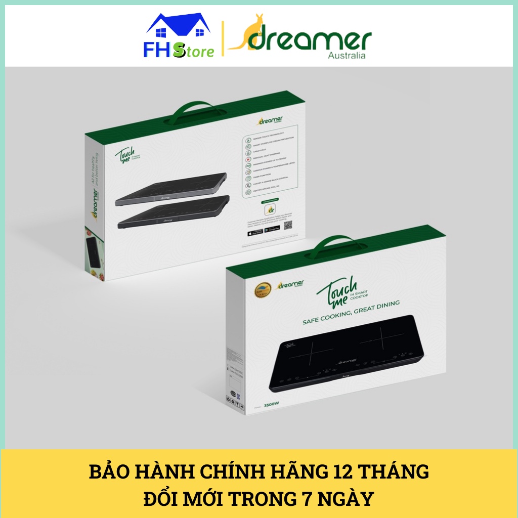 Bếp từ dương đôi Dreamer DKA-DIC135 an toàn tuyệt đối với trẻ, Cảnh báo chống tràn và dư nhiệt, Bảo hành 1 năm