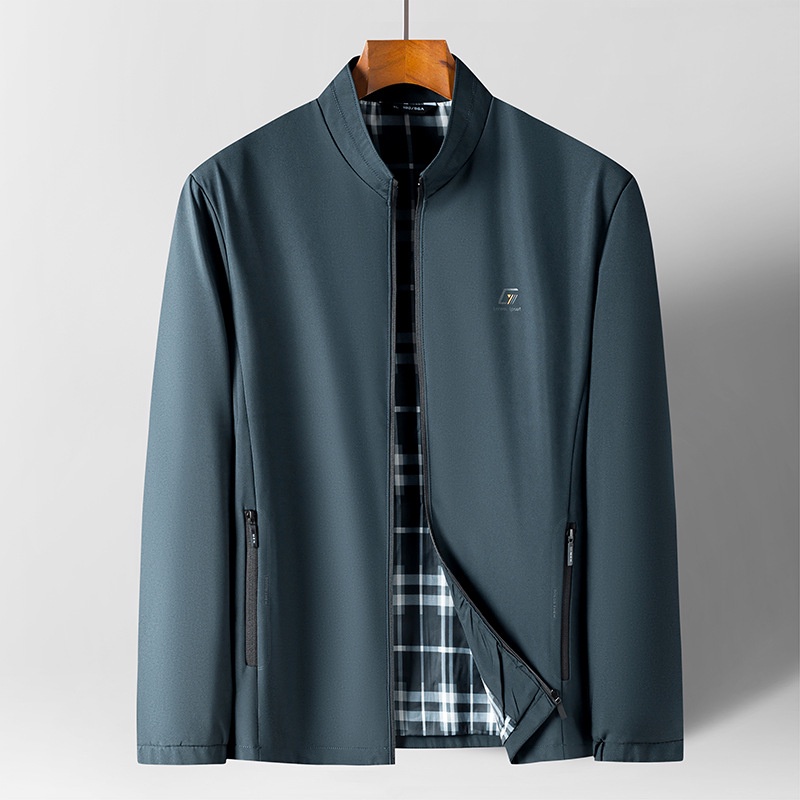 Áo Khoác Cổ Đứng Tay Dài Dáng Ôm Màu Trơn Có Khóa Kéo Thời Trang Công Sở Cho Nam