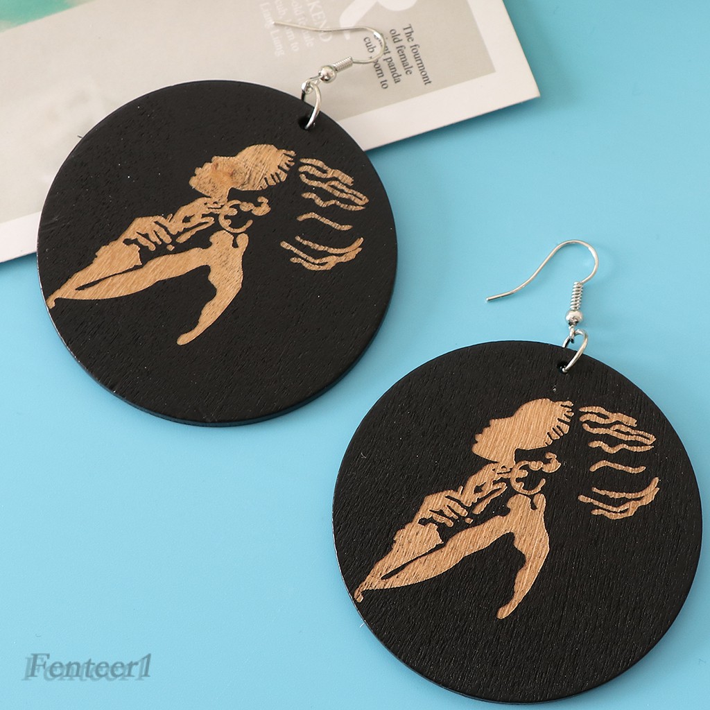 Bông Tai Kiểu Móc Hình Tròn Bằng Gỗ 1 Cái