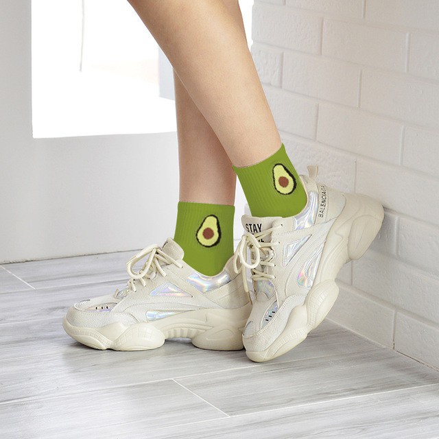 Vớ Thể Thao In Hình Trái Bơ Màu Xanh Lá Dạ Quang Kiểu Hàn Quốc Cho Nam Và Nữ | BigBuy360 - bigbuy360.vn