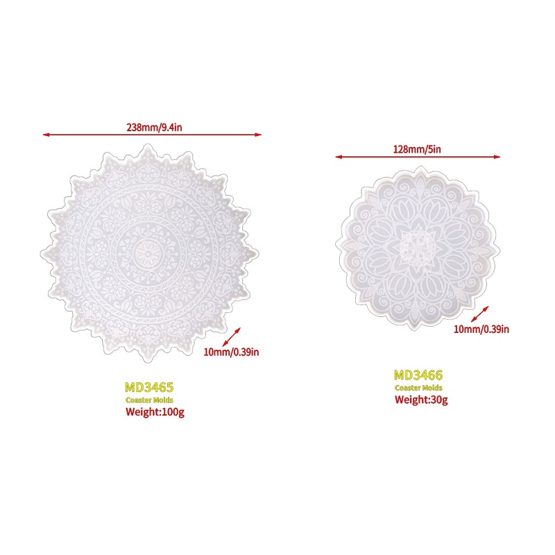 Khuôn Silicon Làm Tấm Lót Ly Nước Chấm Hình Hoa Mandala Sáng Tạo Diy