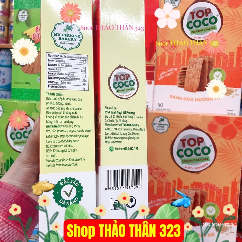T07/2024- Bánh Dừa Nướng TOP COCO 230g - Đặc Sản Đà Nẵngu