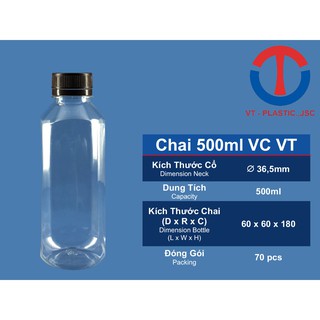 COMBO 50 CHAI NHỰA 500ML VUÔNG ĐỰNG TRÀ SỮA, CHÈ DƯỠNG NHAN, CỔ RỘNG, MIỆNG RỘNG, CỔ TO - VỮNG TIẾN PLASTIC