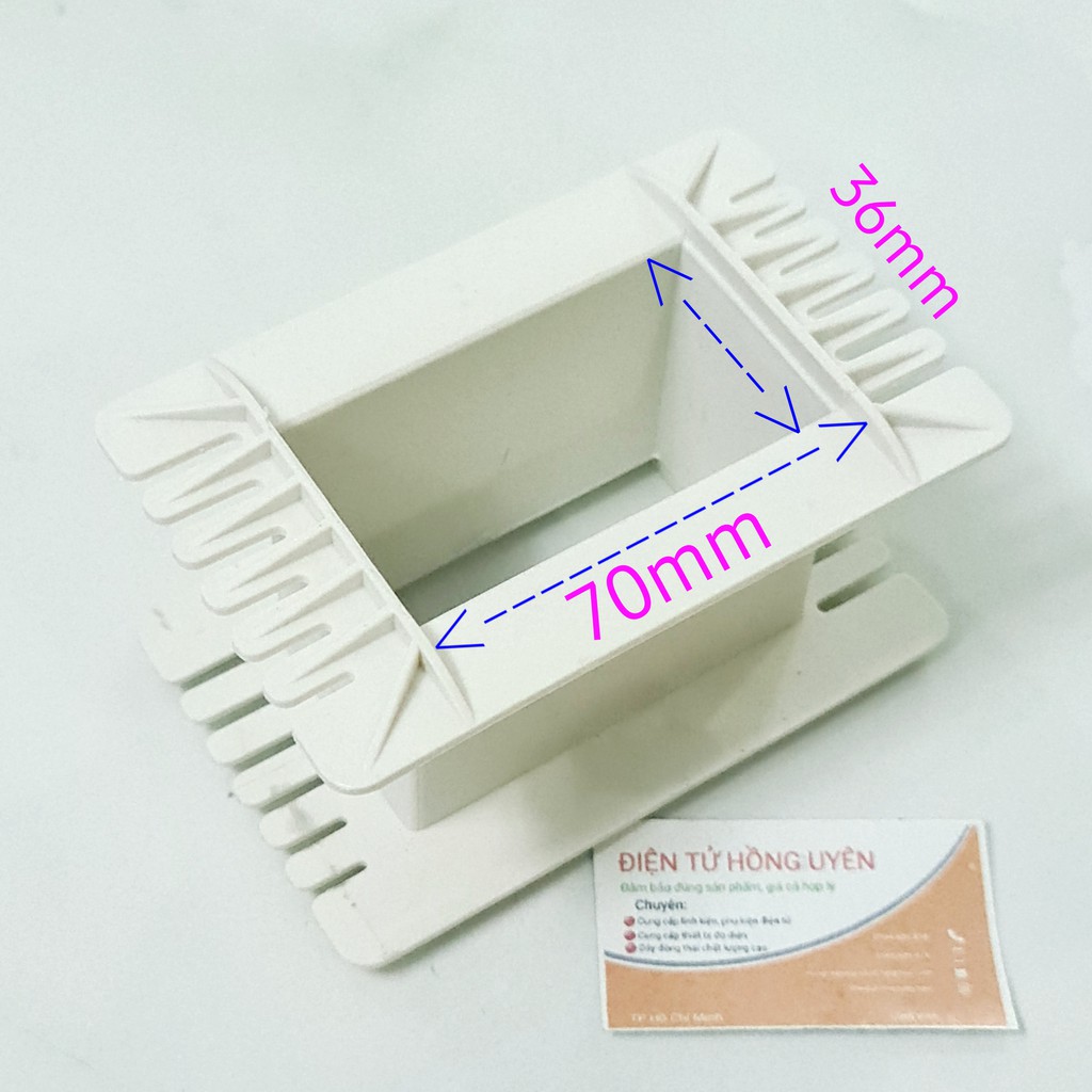 Combo 2 cái - Khuôn nhựa biến áp 36x70mm. Khuôn biến áp loại dày, chịu nhiệt, chống cháy dây đồng, rộng 3.6cm x dài 7 cm