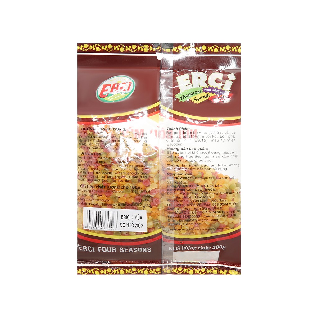 Nui rau củ Erci bốn mùa sò nhỏ gói 200g