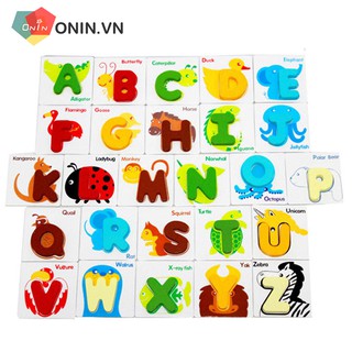 Đồ chơi giáo dục - Bộ 26 chữ cái Tiếng Anh kèm thẻ ghép hình con vật