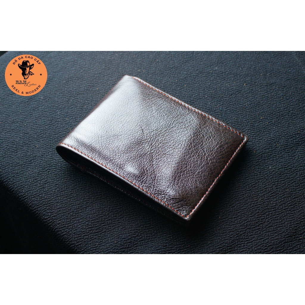 Ví nam da bò màu nâu dáng ngang - RAM Leather