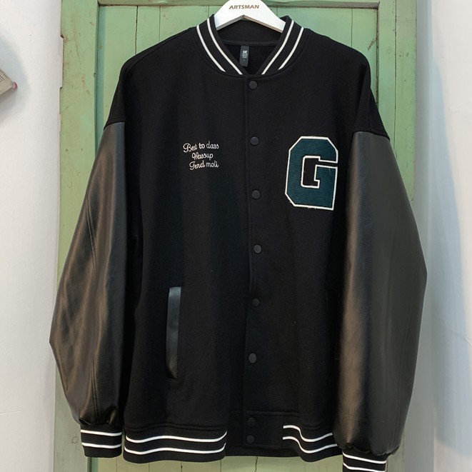 Áo khoác bóng chày dáng rộng phong cách Retro thời trang Hàn quốc cho nam