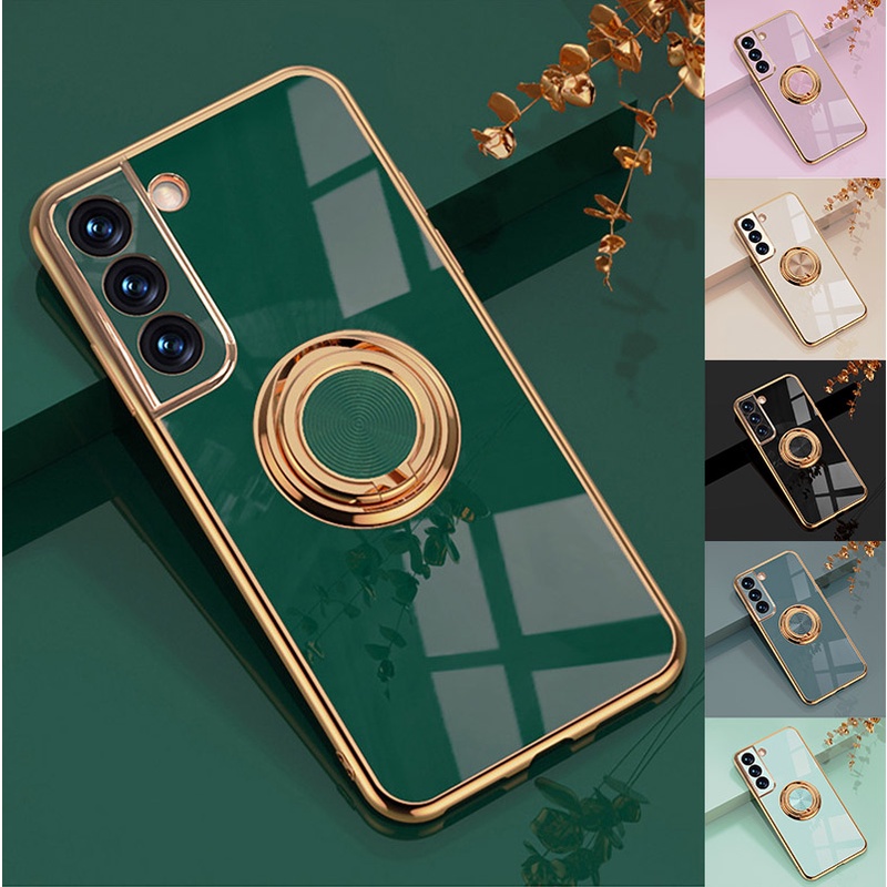 Ốp Điện Thoại Mềm Có Giá Đỡ Dạng Vòng Tròn Từ Tính Cho Samsung S21 FE S20 Plus S21 Ultra 5G