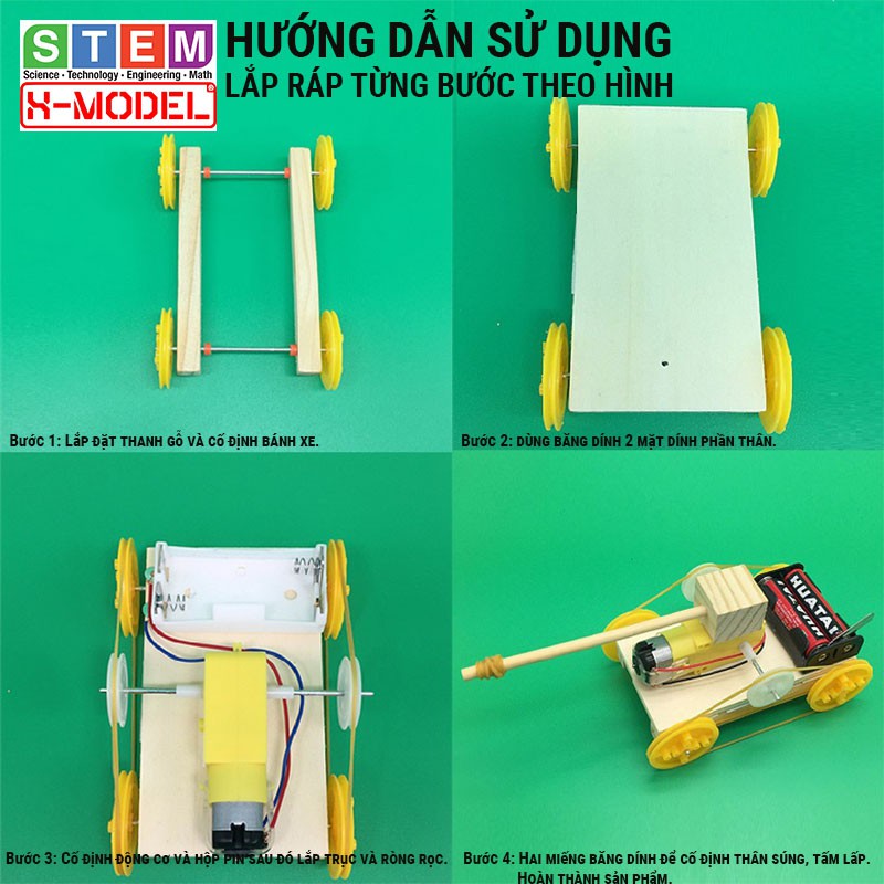 Đồ chơi khoa học STEM Xe tăng có lắp súng XMODEL ST60 cho bé, Đồ chơi sáng tạo [Giáo dục STEM, STEAM]