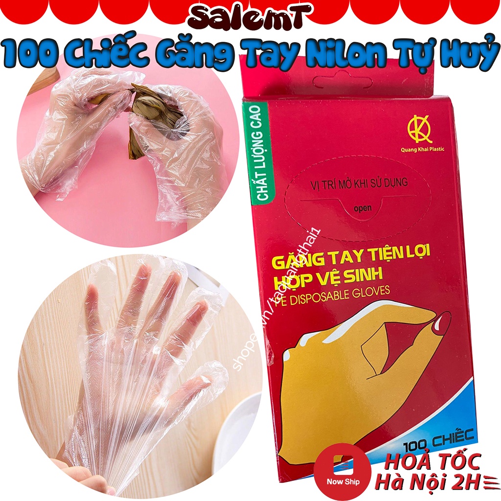 Găng Tay Túi Bóng Tự Hủy Sinh Học Dùng 1 Lần Hộp 100 Cái Không Chứa Hóa Chất Độc Hại Dùng Trong Gia Đình Nhà Máy