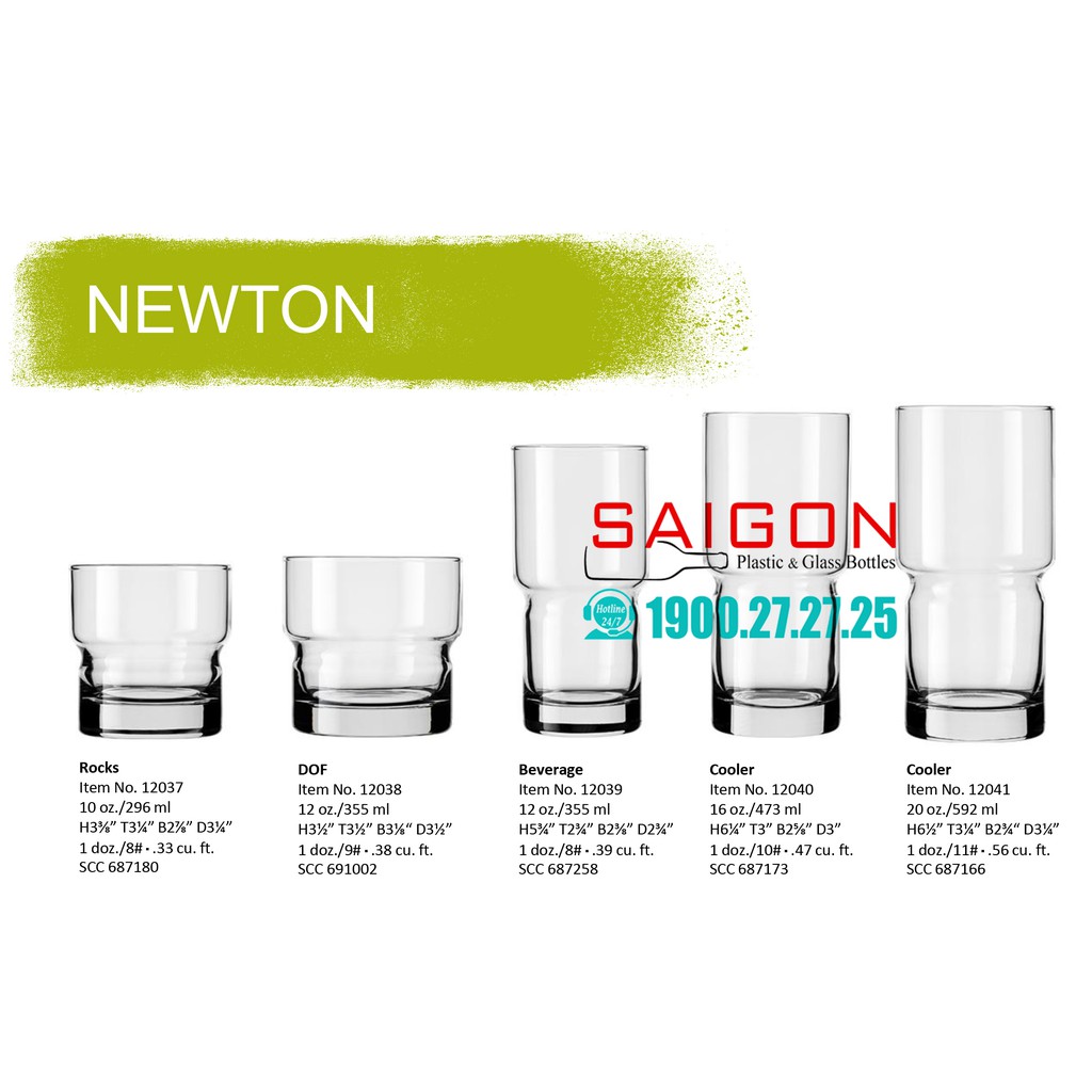 Ly Thủy Tinh Cao Cấp Duratuff Newton Rock | Dung Tích tùy chon , Nhập khẩu EU