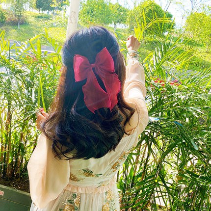 Kẹp Tóc Nơ Đính Ngọc Trai Phong Cách Hàn Quốc Xinh xắn